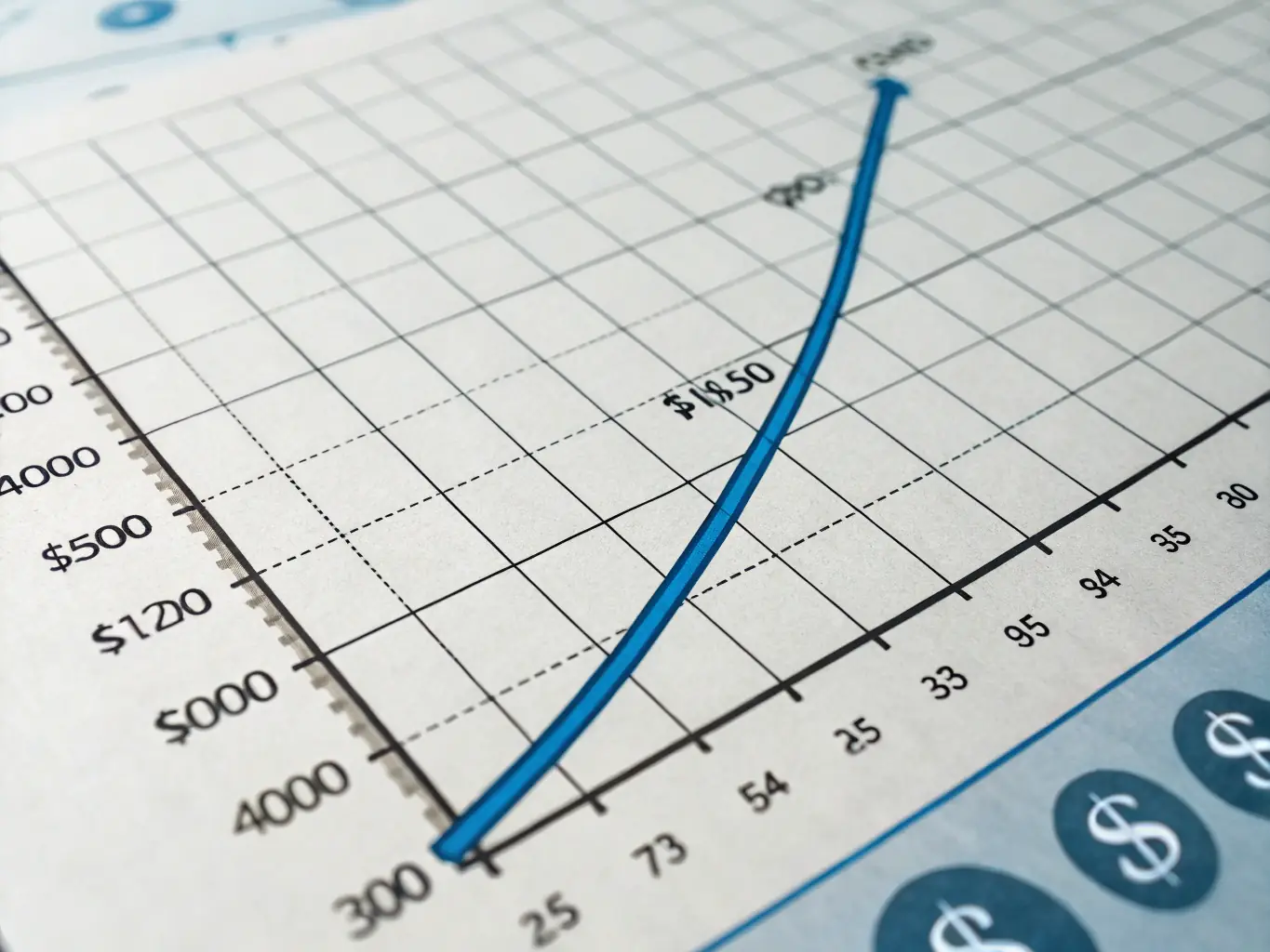 A graph showing exponential growth of a business after securing funding, illustrating the impact of strategic capital investment.